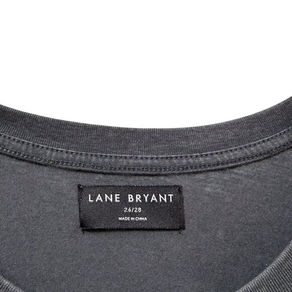 Lane Bryant Womens Tee Plus Size 26 / 28 Floral Flag Embroidery Grey T-shirt - Picture 7 of 9